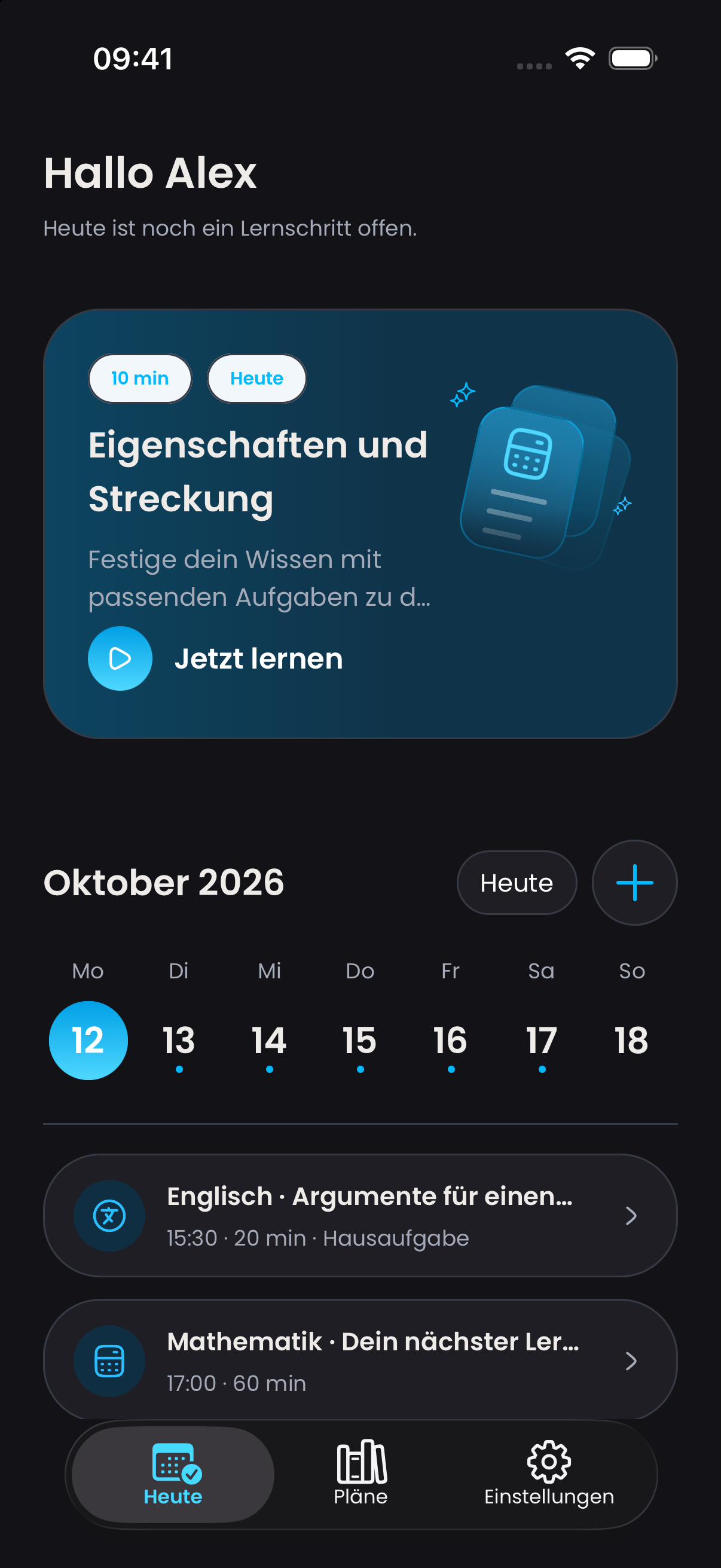 Dayova Tagesübersicht