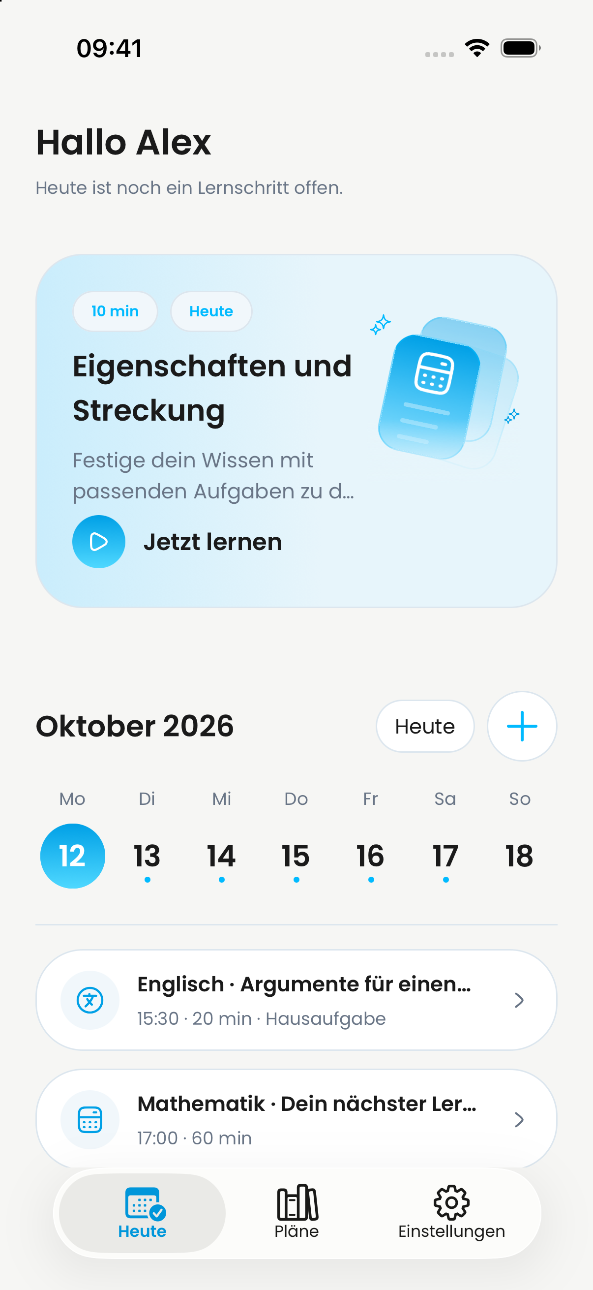 Dayova Tagesübersicht